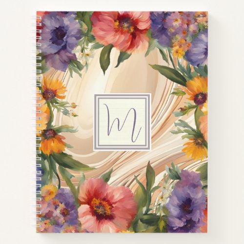 Rich Watercolor Floral Border Hardcover Notebook