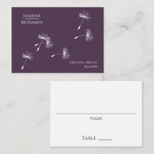 Rich Wine Purple Dandelion Seed Wedding Place Card