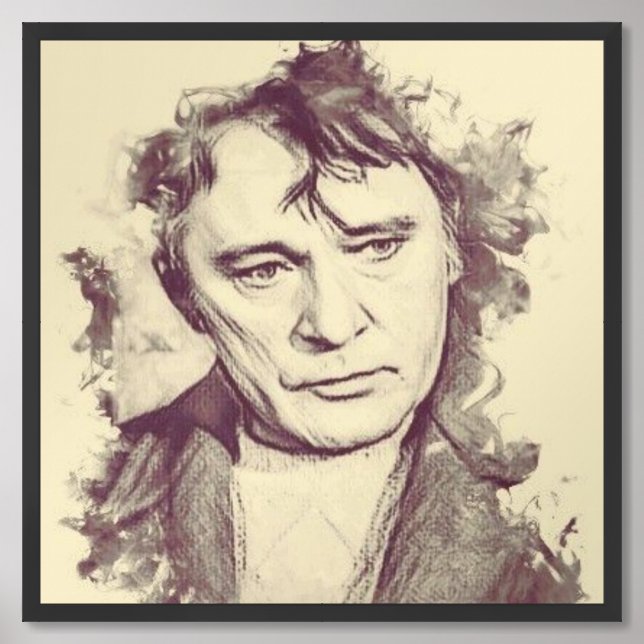 Richard Burton portrait drawing Poster (Framed Front)