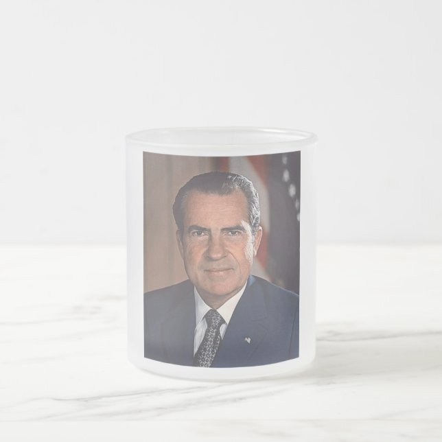 Richard M. Nixon 37 Frosted Glass Coffee Mug (Center)