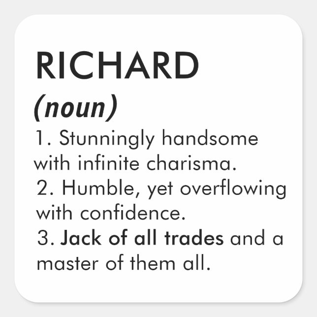 Richard name, Editable name, Custom name Square Sticker (Front)