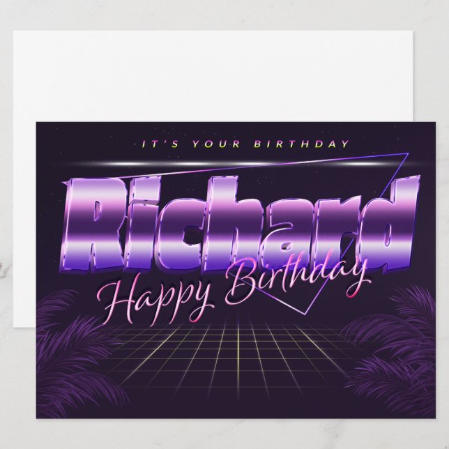 Richard Name First name lila retro birthday Card (Front/Back)