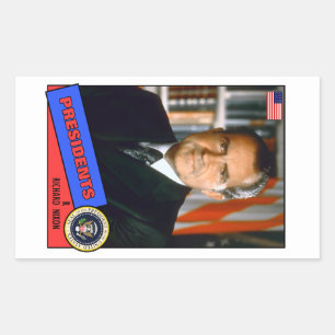 Richard Nixon Baseball Card Rectangular Sticker