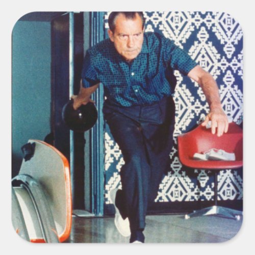 Richard Nixon Bowling Square Sticker