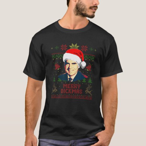 Richard Nixon Merry Dickmas Funny Christmas T_Shirt