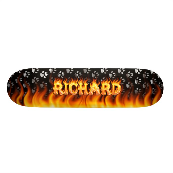 Richard real fire and flames skateboard design