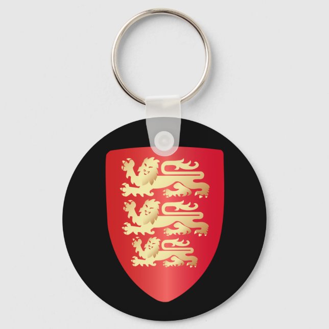 Richard the Lion Heart Shield in red+faux gold Keychain (Front)