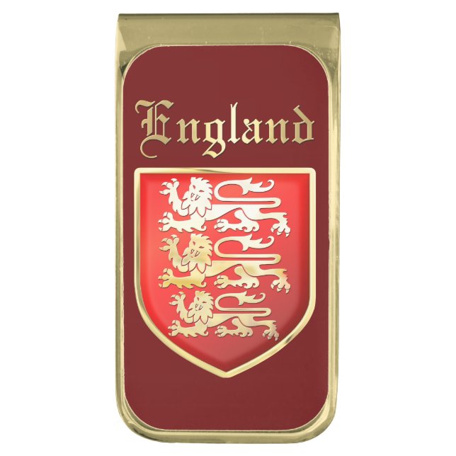 Richard the Lionheart's Royal Arms of England Gold Finish Money Clip (Front Vertical)