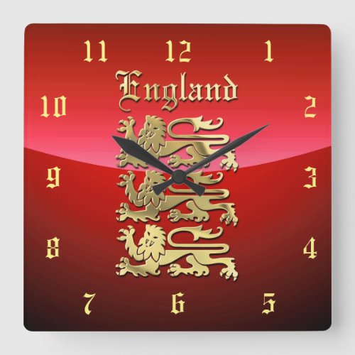 Richard the Lionhearts Royal Arms of England Square Wall Clock