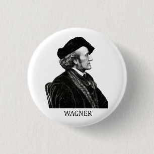 Richard Wagner, black Pinback Button