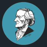 Richard Wagner Classic Round Sticker<br><div class="desc">Graphic portrait of composer</div>