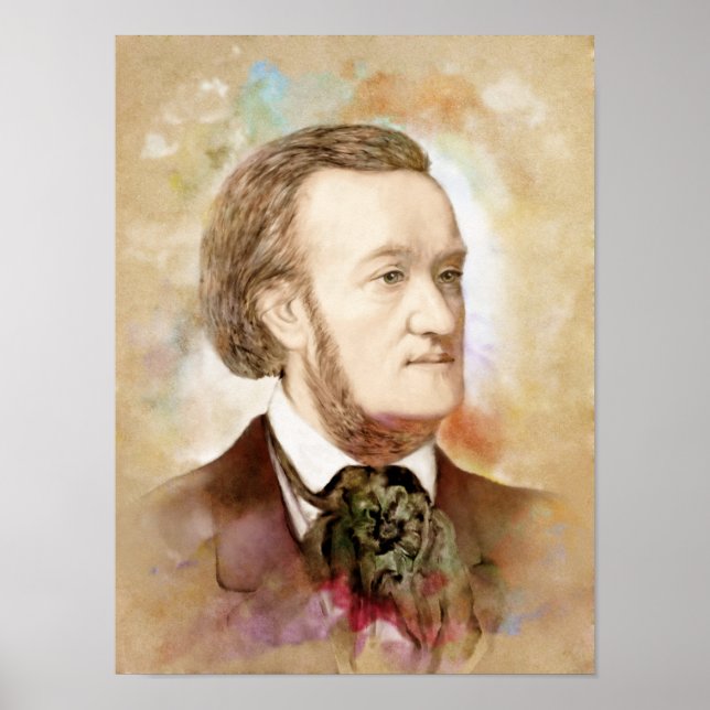 Richard Wagner Portrait im Aquarell Style Poster (Front)