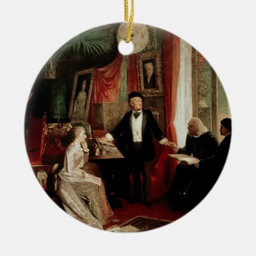 Richard Wagner with Franz Liszt and Liszts daught Ceramic Ornament