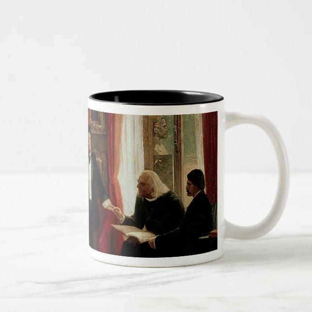 Richard Wagner with Franz Liszt and Liszt's daught Two-Tone Coffee Mug (Right)