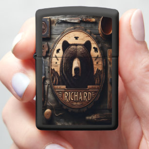 Richard's Bear Wood Sign Zippo Lighter