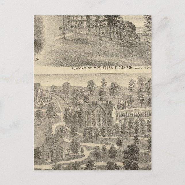 Richards residence, Watertown Nashotah House Postcard (Front)