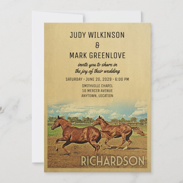 Richardson Texas Wedding Invitation Horses (Front)
