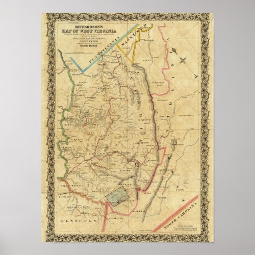 Richardsons Map of West Virginia Poster