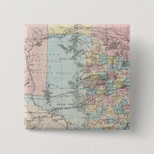 Richardson's New Map Of The State Of Texas Pinback Button (Front)