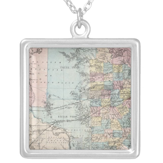 Richardson's New Map Of The State Of Texas Silver Plated Necklace (Front)