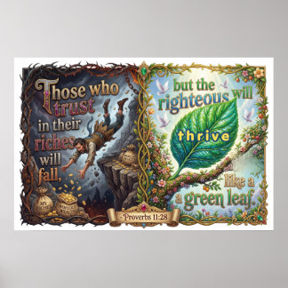 Riches Fail But Righteous Flourish Like Green Leaf Poster