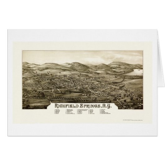 Richfield Springs, NY Panoramic Map - 1886 Cards (Front Horizontal)