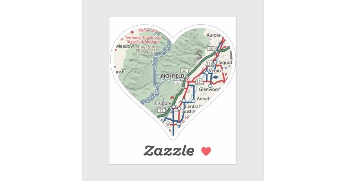 Richfield Utah Map Sticker Zazzle