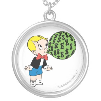 Richie Rich Blowing Bubble - Color Silver Plated Necklace by richierich at Zazzle