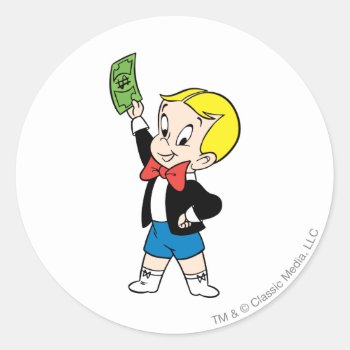 Richie Rich Dollar Bill - Color Classic Round Sticker by richierich at Zazzle