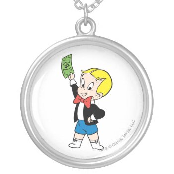 Richie Rich Dollar Bill - Color Silver Plated Necklace by richierich at Zazzle