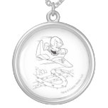 Richie Rich Flying Plane - B&amp;W Silver Plated Necklace