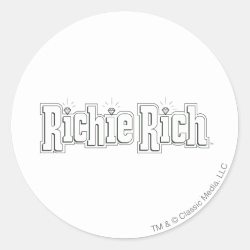 Richie Rich Logo - B&W Classic Round Sticker | Zazzle