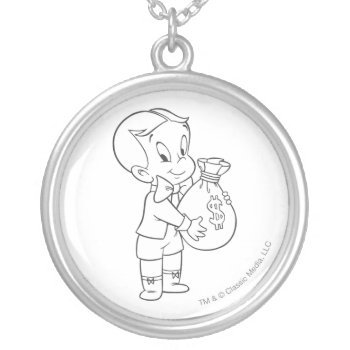 Richie Rich Money Bag - B&w Silver Plated Necklace by richierich at Zazzle