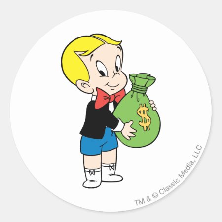 Richie Rich Money Bag - Color Classic Round Sticker