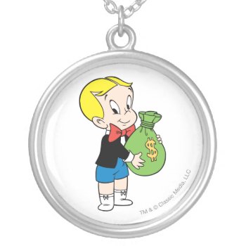 Richie Rich Money Bag - Color Silver Plated Necklace by richierich at Zazzle
