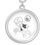 Richie Rich Paddle Ball - B&amp;W Silver Plated Necklace
