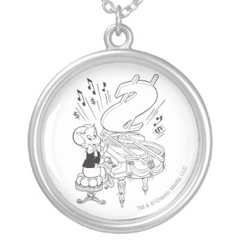 Richie Rich Playing Piano - B&w Silver Plated Necklace by richierich at Zazzle