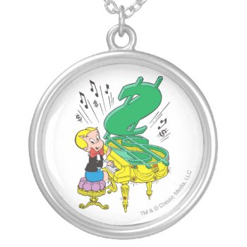 Richie Rich Playing Piano - Color Silver Plated Necklace by richierich at Zazzle