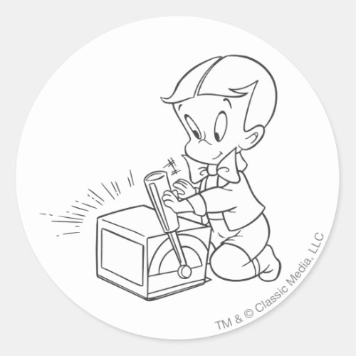 Richie Rich Playing with Toy _ BW Classic Round Sticker