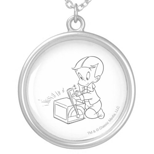 Richie Rich Playing with Toy _ BW Silver Plated Necklace