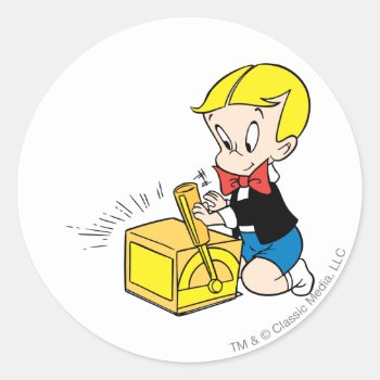 Richie Rich Playing With Toy - Color Classic Round Sticker by richierich at Zazzle
