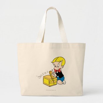 Richie Rich Playing With Toy - Color Large Tote Bag by richierich at Zazzle