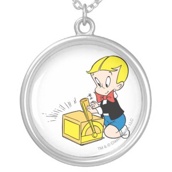 Richie Rich Playing With Toy - Color Silver Plated Necklace by richierich at Zazzle