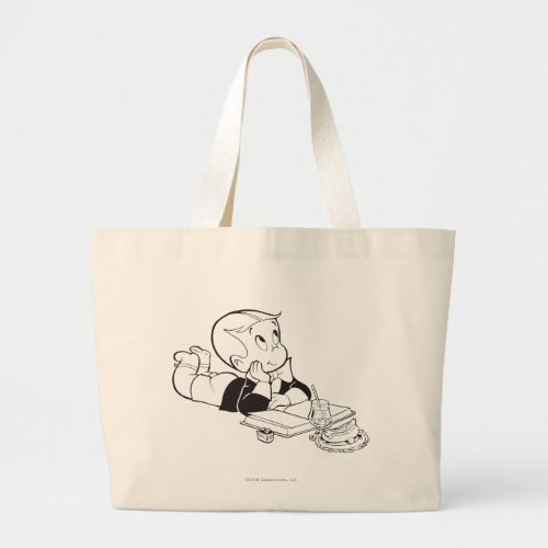 Richie Rich Studying _ BW Large Tote Bag