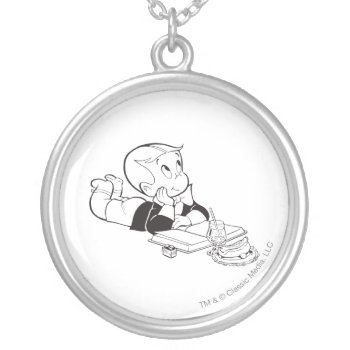 Richie Rich Studying - B&w Silver Plated Necklace by richierich at Zazzle