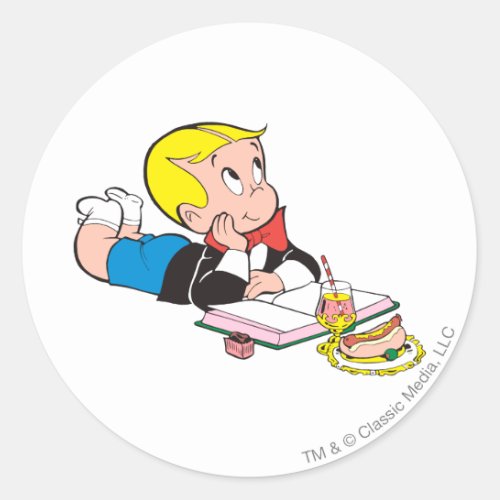 Richie Rich Studying _ Color Classic Round Sticker