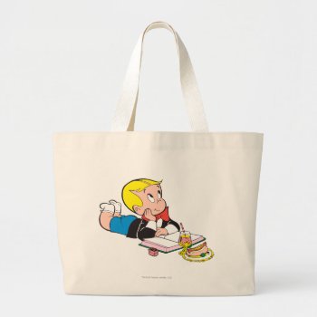 Richie Rich Studying - Color Large Tote Bag by richierich at Zazzle