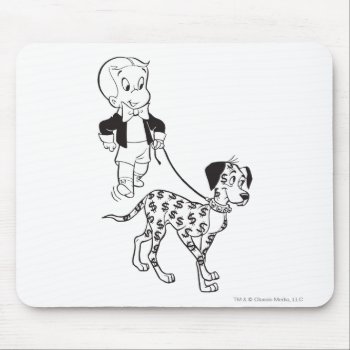 Richie Rich Walks Dollar The Dog - B&w Mouse Pad by richierich at Zazzle