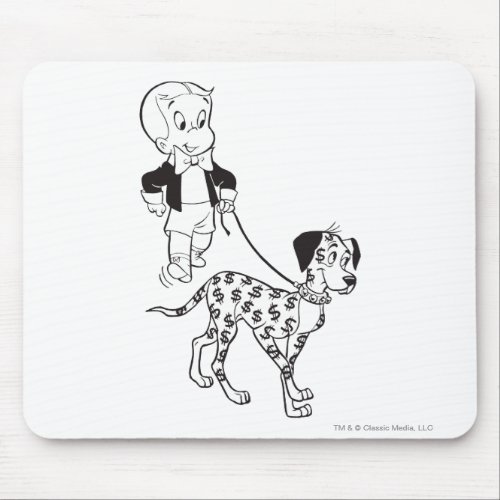 Richie Rich Walks Dollar the Dog _ BW Mouse Pad