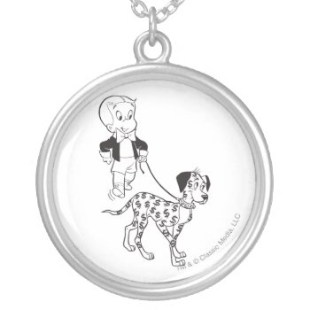 Richie Rich Walks Dollar The Dog - B&w Silver Plated Necklace by richierich at Zazzle
